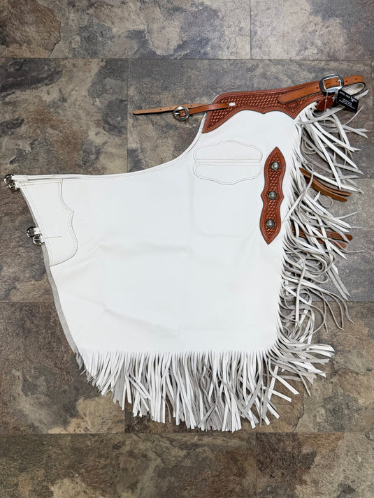 Oil Tan Chinks - Basketweave/Conchos