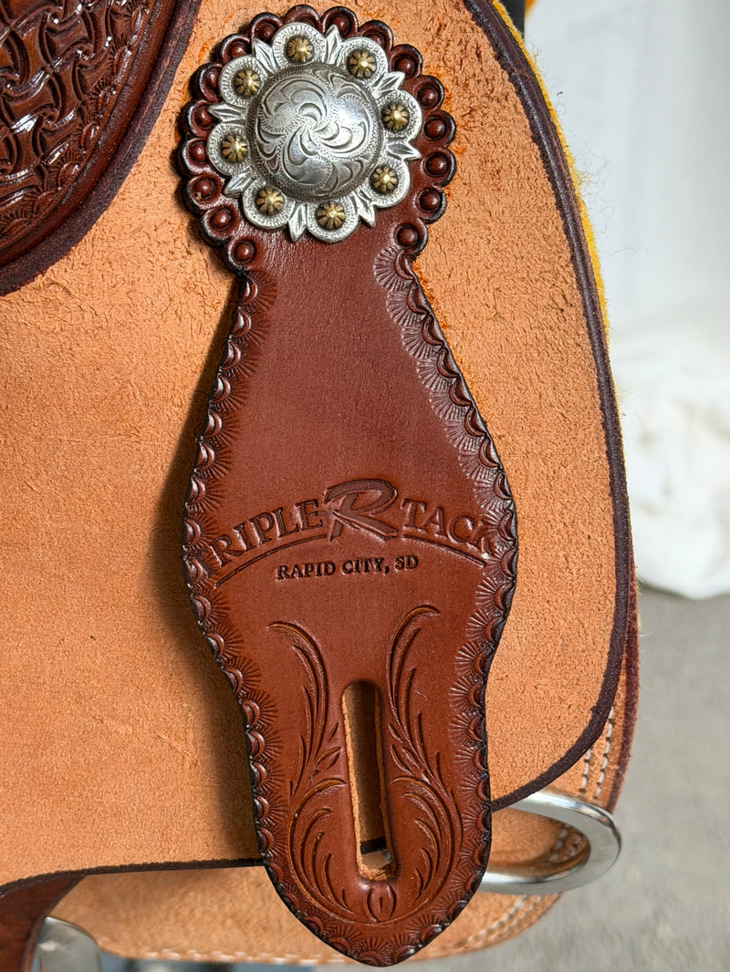 Load image into Gallery viewer, Triple R Geometric/Spider Team Roper Saddle 13"
