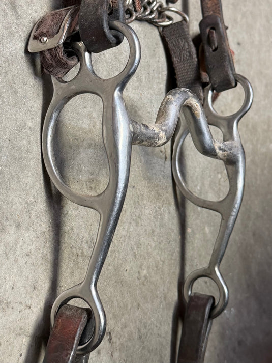 Used Bridle Set - Browband, Solid Port Bit, Split Reins