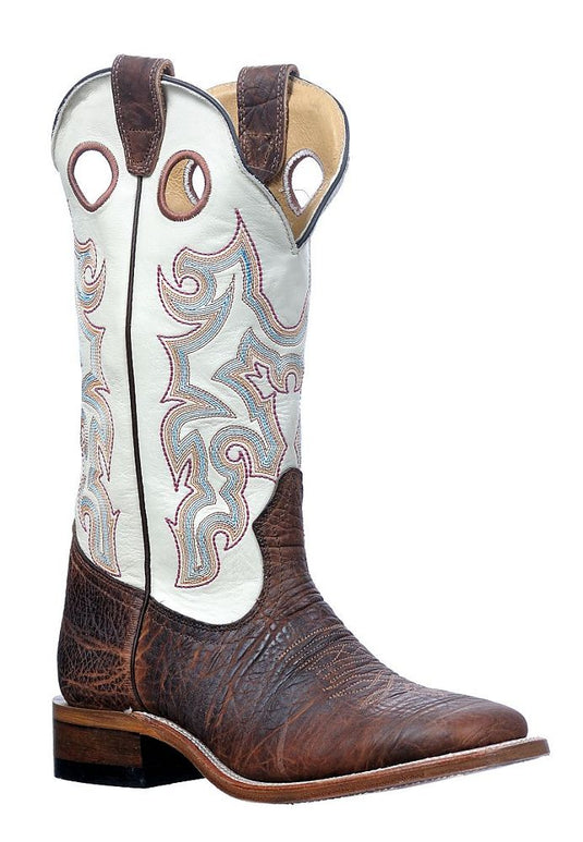 Boulet Womens Wide Square Toe Western Boot - Brown