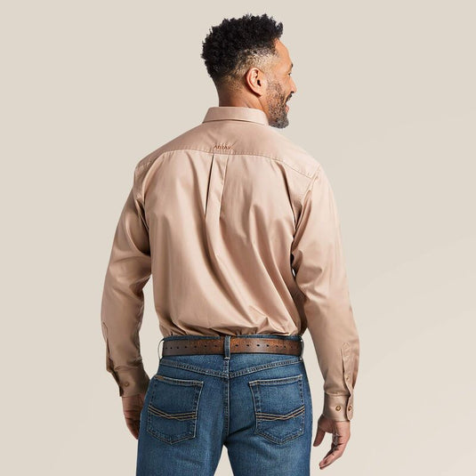 Ariat Mens Solid Twill Classic Fit Long Sleeve Shirt - Khaki