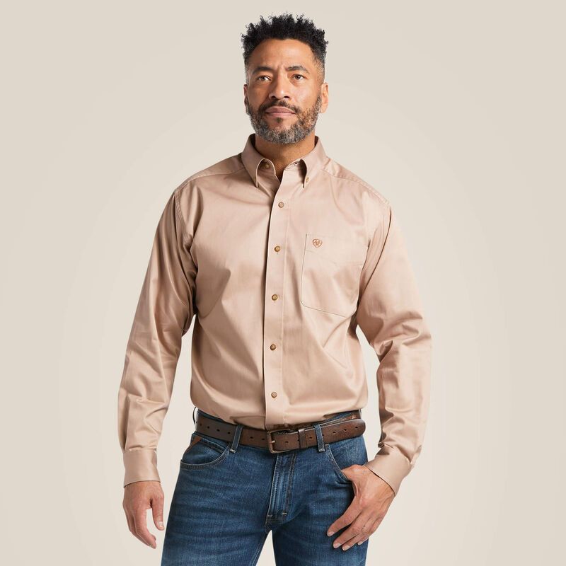 Load image into Gallery viewer, Ariat Mens Solid Twill Classic Fit Long Sleeve Shirt - Khaki
