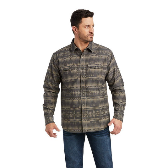 Ariat Mens Long Sleeve Harris Jacquard Retro Snap Shirt - Boardwalk