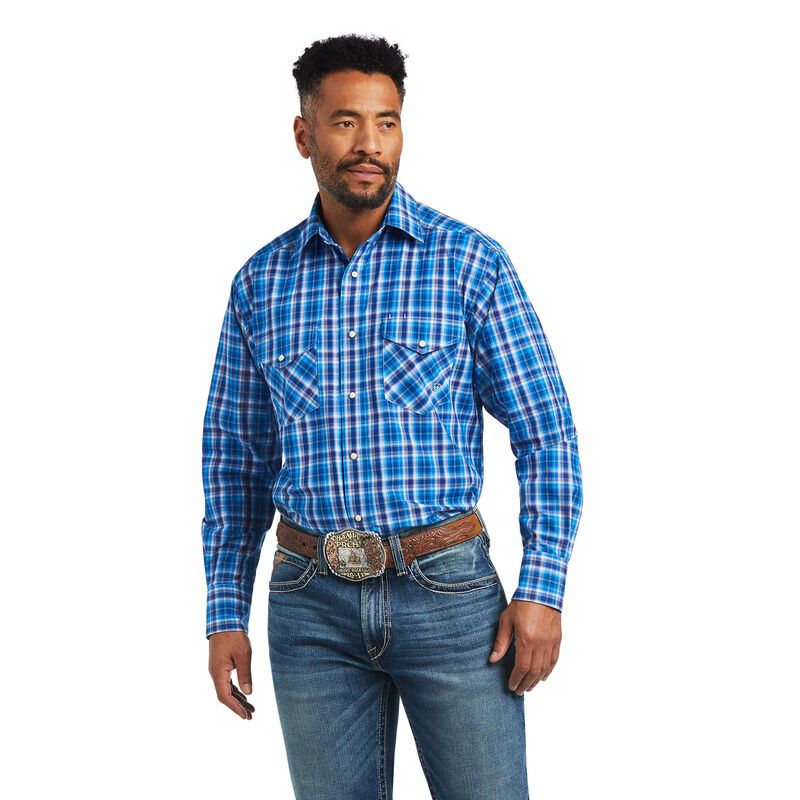 Load image into Gallery viewer, Ariat Mens Pro Series Mason Classic Snap Long Sleeve Shirt - Bril Blue
