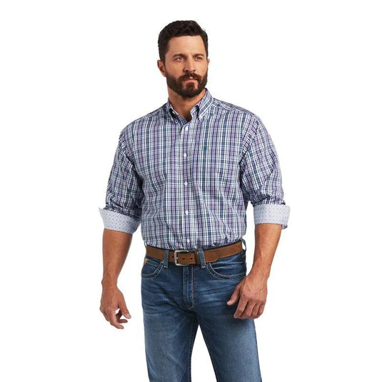 Ariat Mens Sidney Classic Fit Long Sleeve Plaid Shirt - White