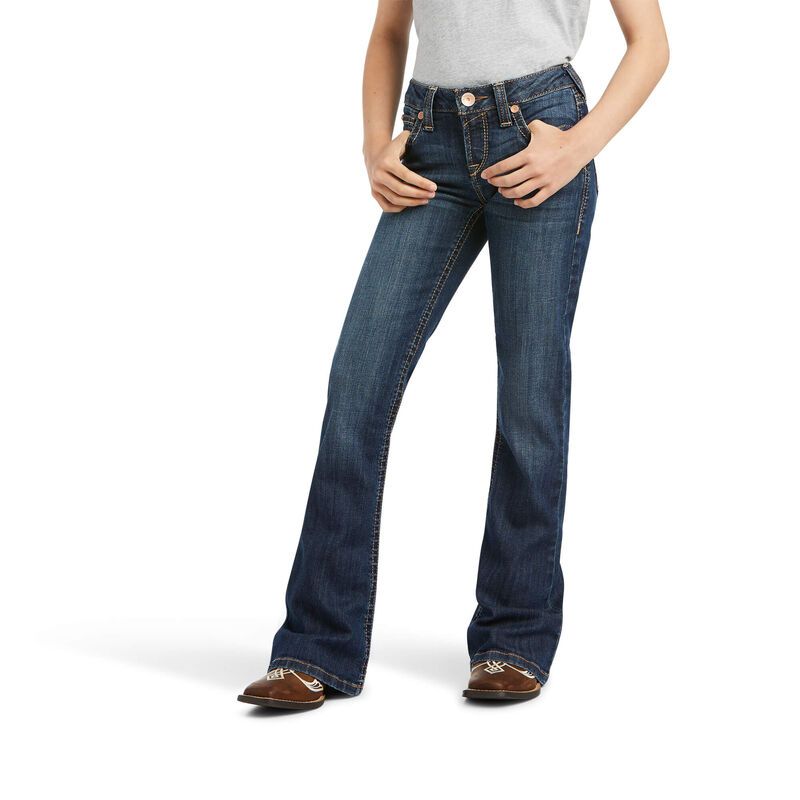 Load image into Gallery viewer, Ariat Girls Real Stretch Vicky Flair Trouser Denim Jean - Dresden
