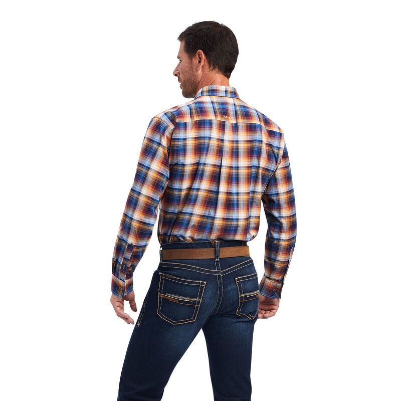 Load image into Gallery viewer, Ariat Mens Pro Series Nigel Stretch Long Sleeve Plaid Shirt - Aegean Blue

