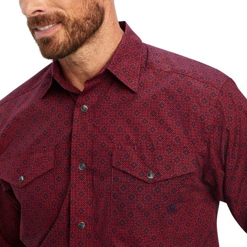 Ariat Mens Nyles Long Sleeve Snap  Shirt - Tango Red