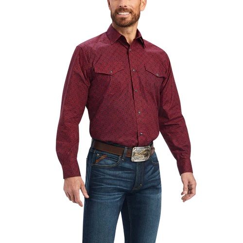 Load image into Gallery viewer, Ariat Mens Nyles Long Sleeve Snap  Shirt - Tango Red
