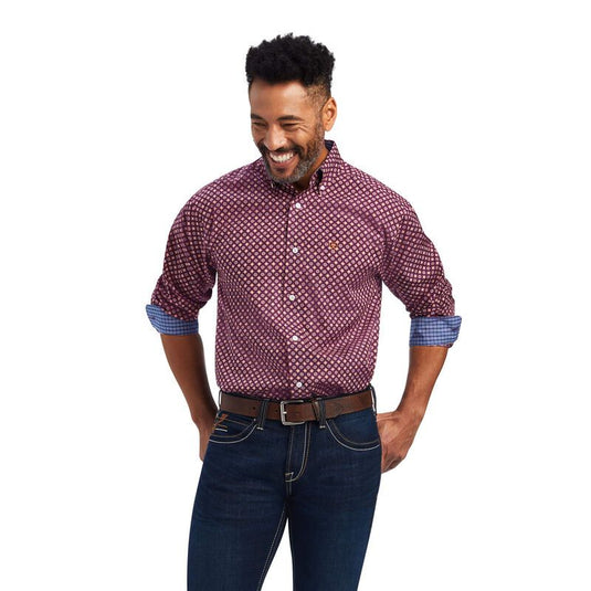 Ariat Mens Wrinkle Free Deklan Classic Long Sleeve Shirt - Pickled Beet