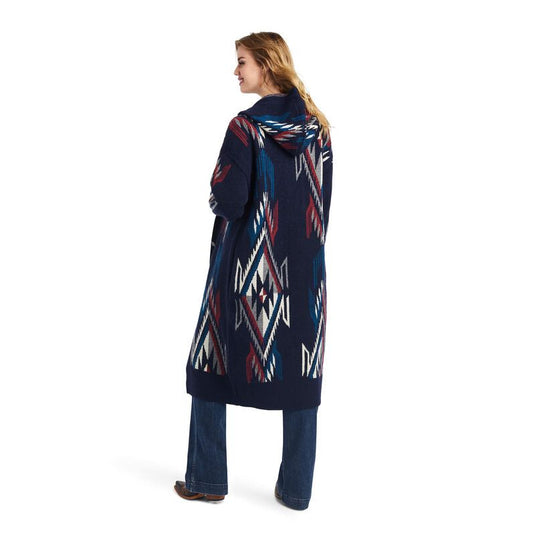 Ariat Womens Coatigan Chimayo Sweater - Navy Jacarad