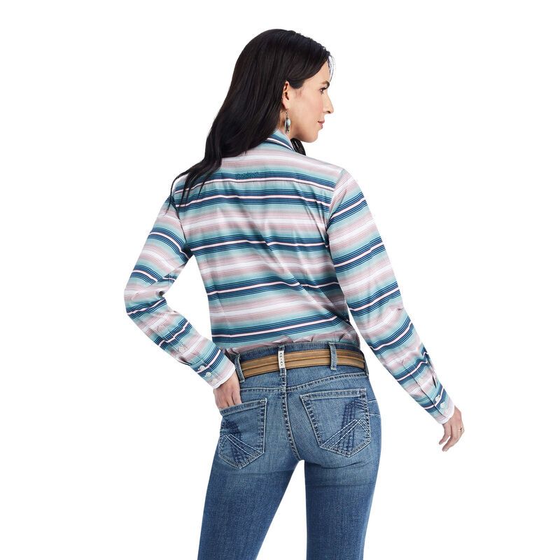 Load image into Gallery viewer, Ariat Womens Real Kirby Stretch Long Sleeve Shirt - Downstream
