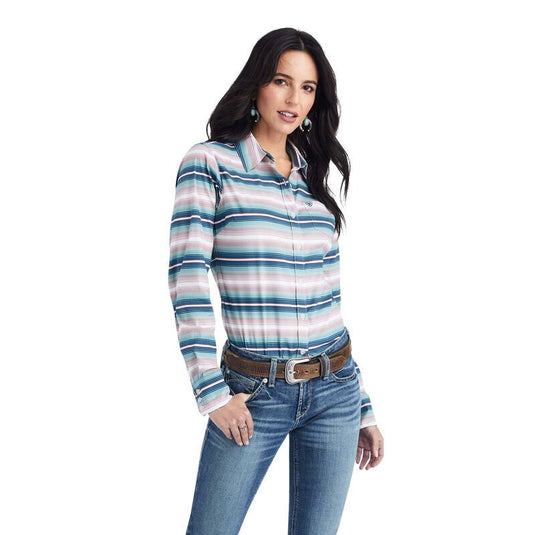 Ariat Womens Real Kirby Stretch Long Sleeve Shirt - Downstream