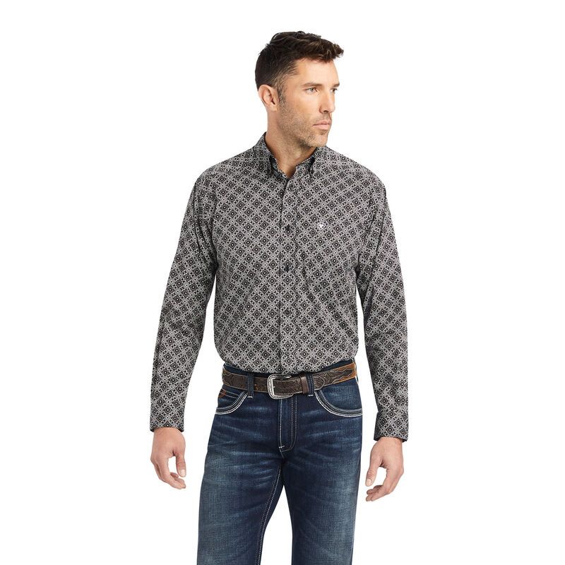 Load image into Gallery viewer, Ariat Mens Wyatt Stretch Classic Fit Long Sleeve Shirt - Snow Bunting
