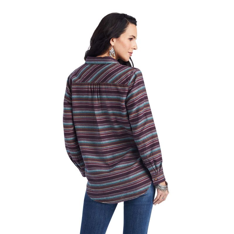 Load image into Gallery viewer, Ariat Womens Real Billie Jean Popover Long Sleeve Stripe Shirt -  Roadside

