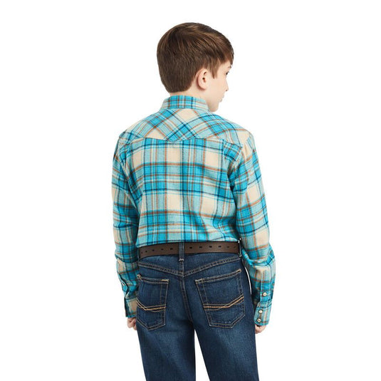 Ariat Boys Handley Retro Long Sleeve Shirt - Sylvan Teal