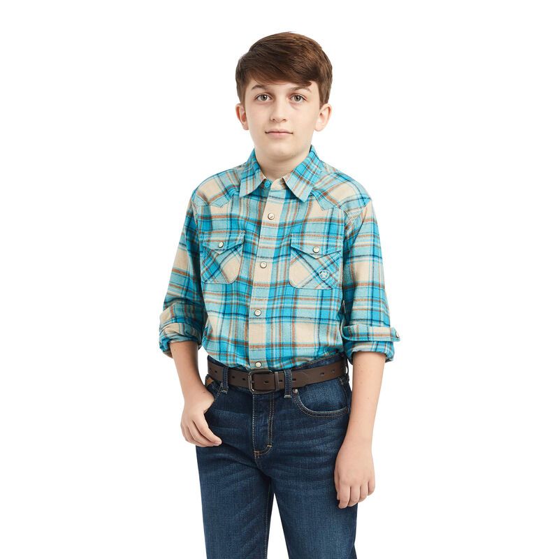 Load image into Gallery viewer, Ariat Boys Handley Retro Long Sleeve Shirt - Sylvan Teal
