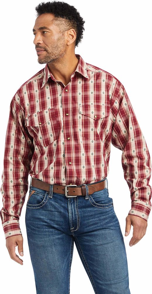 Ariat Mens Pro Series Kayden Long Sleeve Snap Shirt - Red Heart