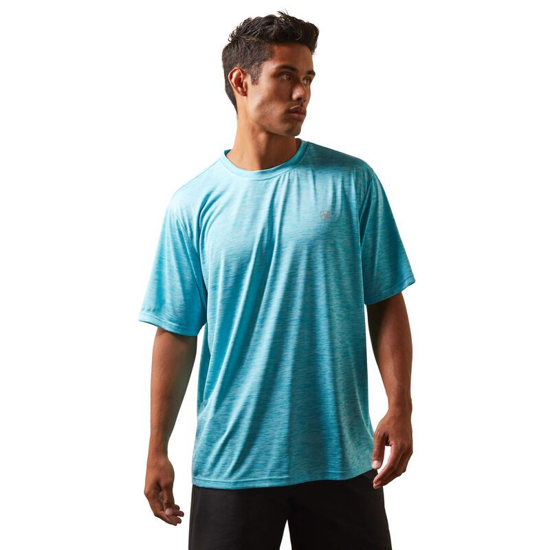 Load image into Gallery viewer, Ariat Mens Charger Basic Short Sleeve Tee Shirt - Peacock Blue
