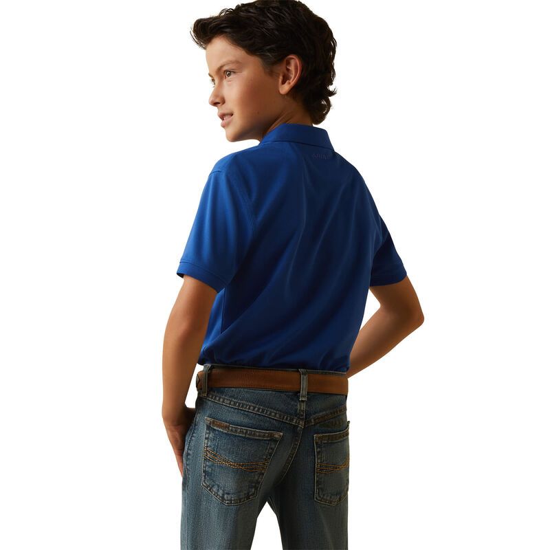 Load image into Gallery viewer, Ariat Boys Tek Short Sleeve Polo Shirt - Monaco Blue
