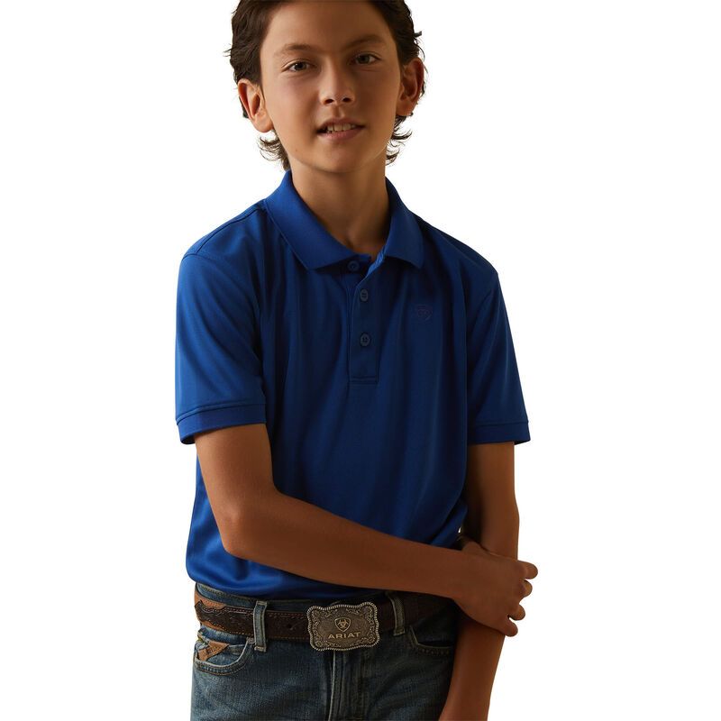 Load image into Gallery viewer, Ariat Boys Tek Short Sleeve Polo Shirt - Monaco Blue
