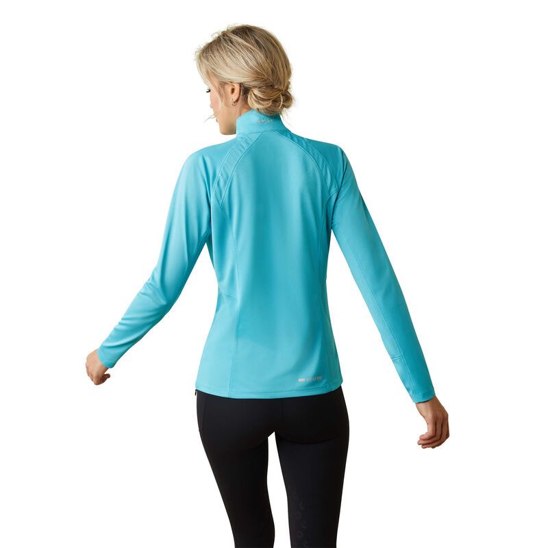 Load image into Gallery viewer, Ariat Womens Sunstopper 2.0 1/4 Zip Baselayer Long Sleeve Shirt - Maui Blue
