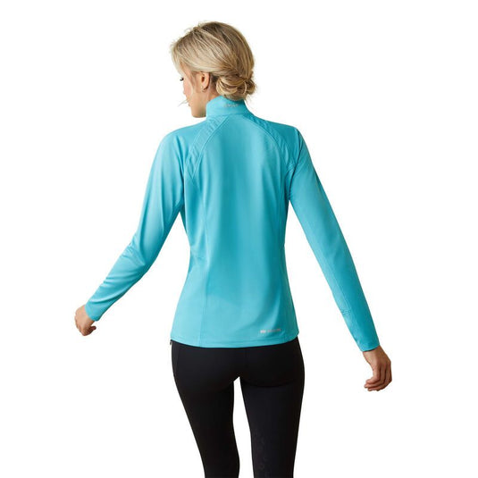 Ariat Womens Sunstopper 2.0 1/4 Zip Baselayer Long Sleeve Shirt - Maui Blue