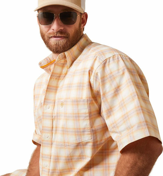 Ariat Mens Pro Series Koa Stretch Classic Fit Short Sleeve Shirt - Golden Rod