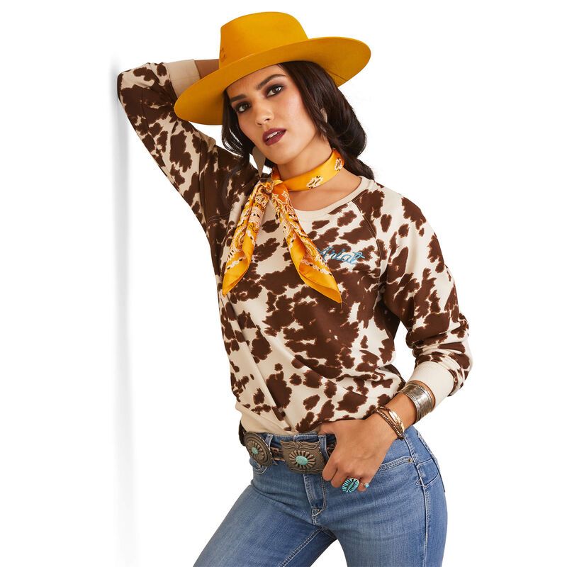 Load image into Gallery viewer, Ariat Womens Real Hide Crew Sweatshirt - Mustang Pony
