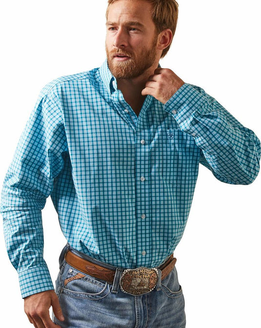 Ariat Mens Pro Series Kalvin Classic Fit Long Sleeve Shirt -  Enamel Blue