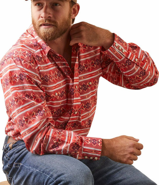 Ariat Mens Davon Classic Fit Long Sleeve Snap Shirt - Cayenne
