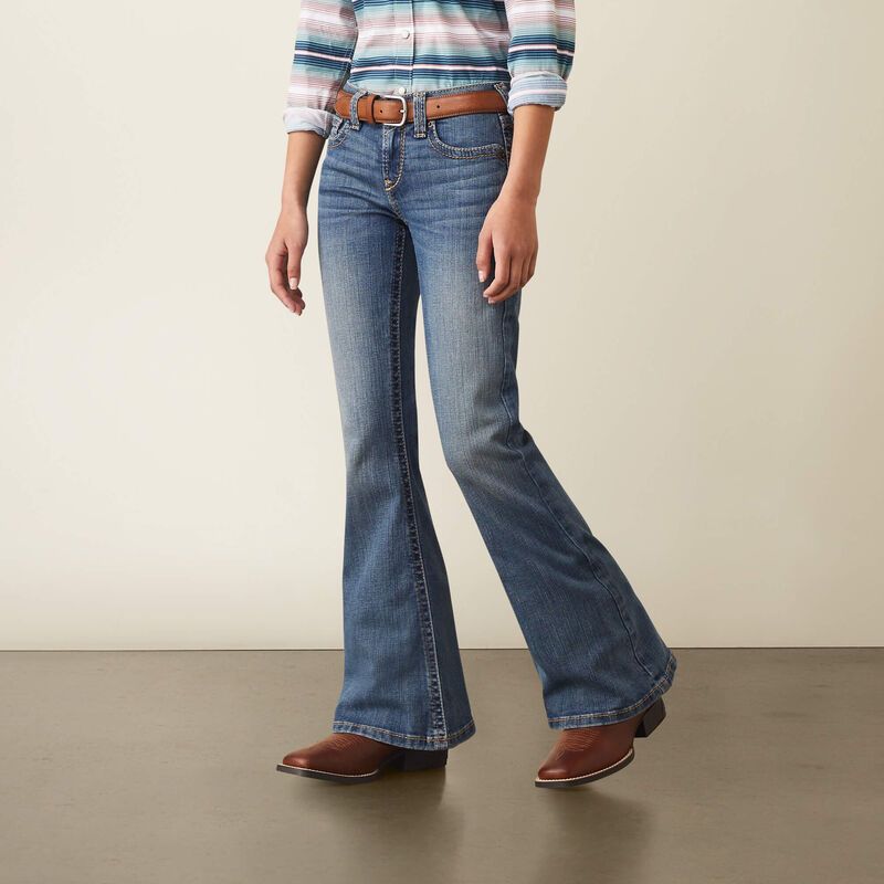 Load image into Gallery viewer, Ariat Girls Real Stretch Hallie Flare Denim Jean - Eleanor
