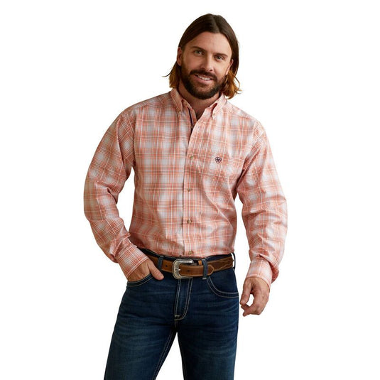 Ariat Mens Pro Series Manning Fitted Long Sleeve  Shirt - Orange