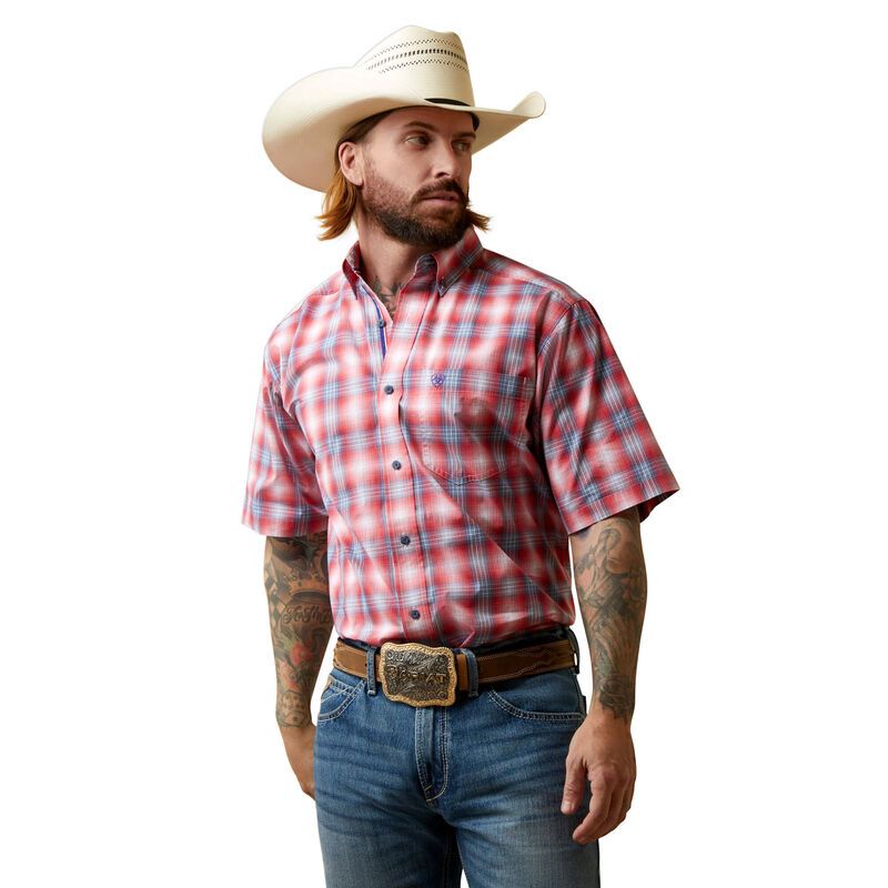 Load image into Gallery viewer, Ariat Mens Pro Series Classic Fit Short Sleeve Shirt -  Red
