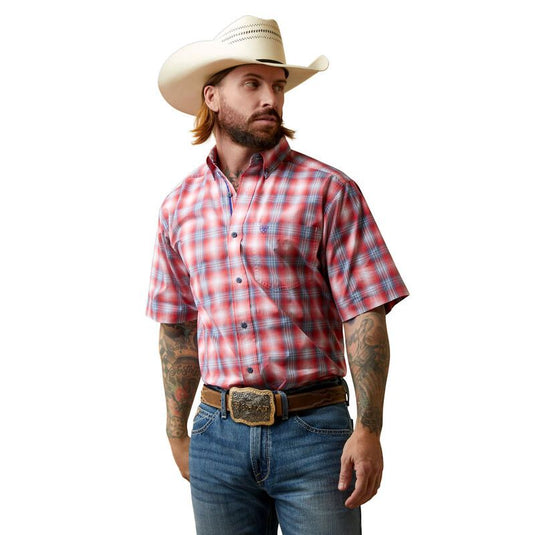 Ariat Mens Pro Series Classic Fit Short Sleeve Shirt -  Red