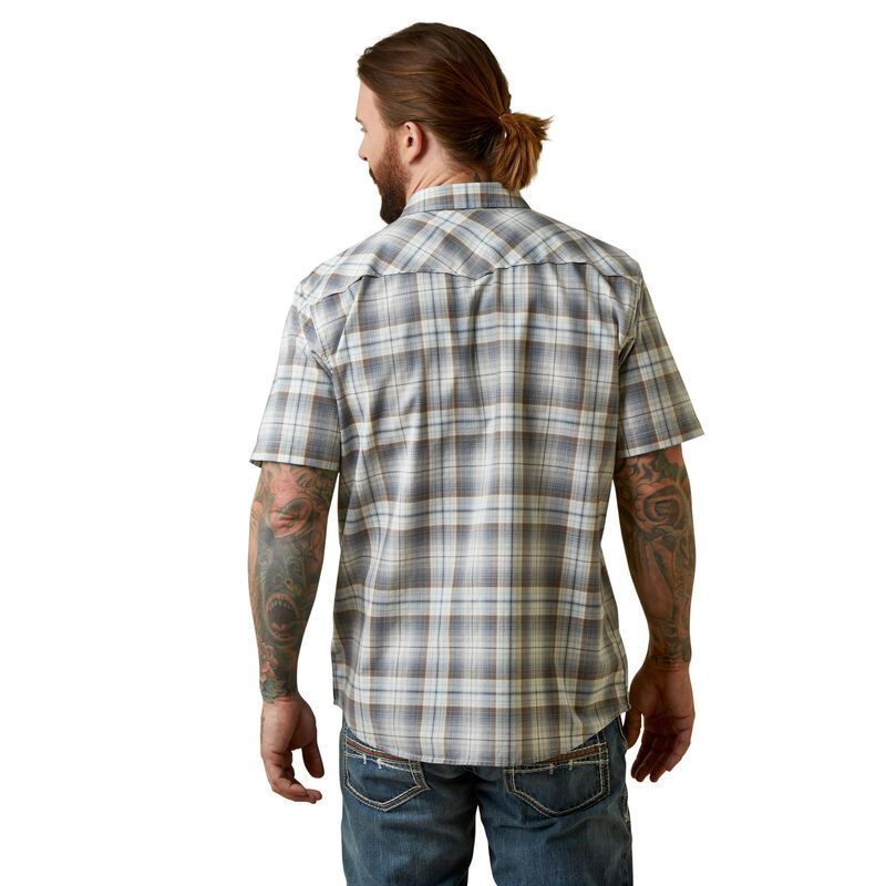Load image into Gallery viewer, Ariat Mens Hargo Retro Fit Short Sleeve Snap Shirt - White Aspgs
