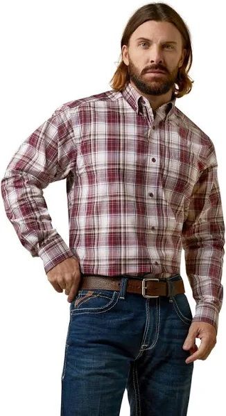 Ariat Mens Adrian Classic Fit Long Sleeve Snap Shirt - Plaid Maroon