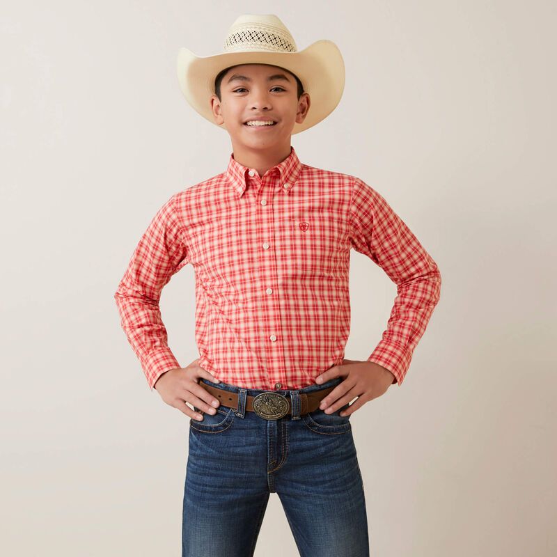 Load image into Gallery viewer, Ariat Boys Pro Series Oberon Classic Fit Long Sleeve  Shirt - Poppy Red
