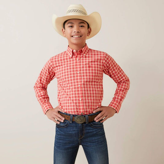 Ariat Boys Pro Series Oberon Classic Fit Long Sleeve  Shirt - Poppy Red