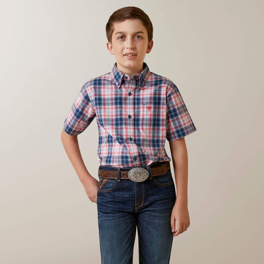 Ariat Boys Pro Series Olen Classic Fit Short Sleeve Shirt - Old Bay