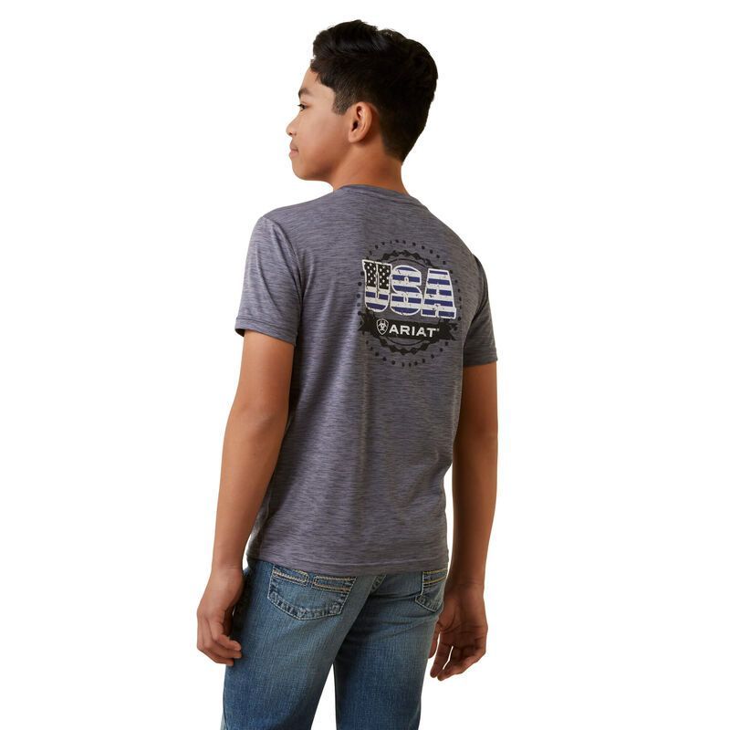 Load image into Gallery viewer, Ariat Boys Charger Short Sleeve Tee Shirt - Gray Stone
