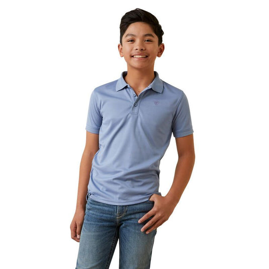 Ariat Boys Tek Short Sleeve Polo Shirt - Stone Wash