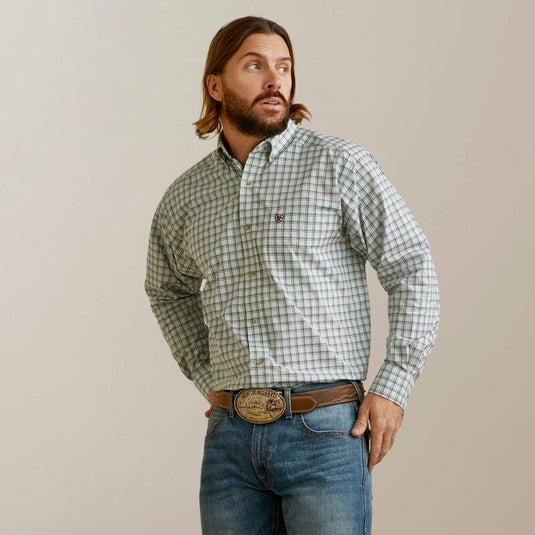Ariat Mens Pro Series Apollo Classic Fit Long Sleeve  Shirt - Green