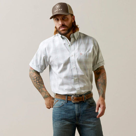 Ariat Mens Pro Series Alec Classic Fit Short Sleeve Shirt -  White
