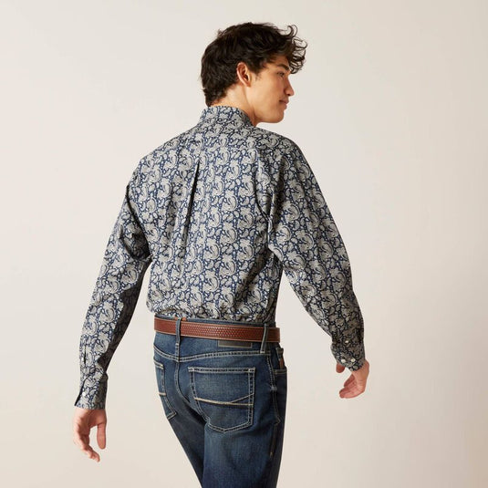 Ariat Mens Wrinkle Free Kohen Classic Fit Long Sleeve Shirt - Deep Pacific
