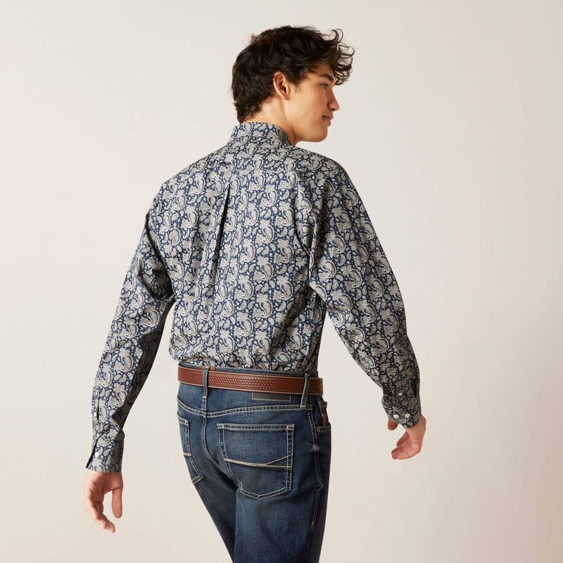 Load image into Gallery viewer, Ariat Mens Wrinkle Free Kohen Classic Fit Long Sleeve Shirt - Deep Pacific
