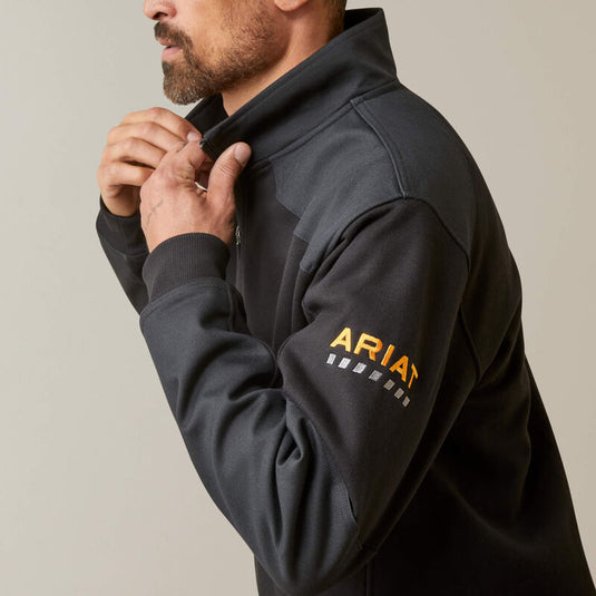 Ariat Mens Rebar Workman Duracanvas 1/4 Zip Sweatshirt - Black