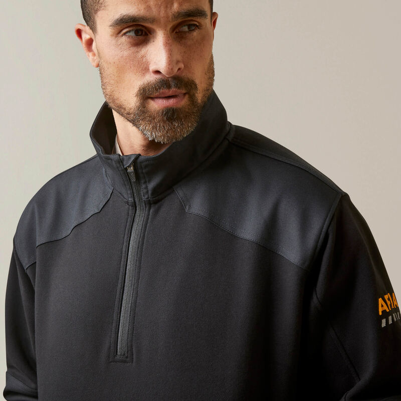Load image into Gallery viewer, Ariat Mens Rebar Workman Duracanvas 1/4 Zip Sweatshirt - Black
