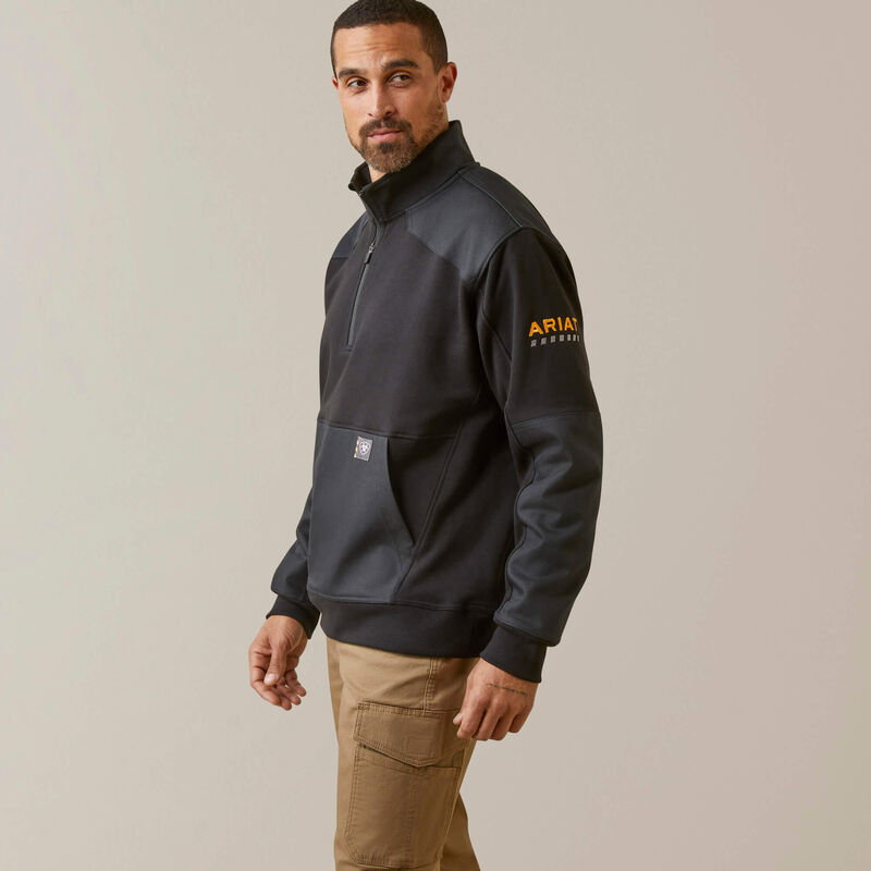 Load image into Gallery viewer, Ariat Mens Rebar Workman Duracanvas 1/4 Zip Sweatshirt - Black
