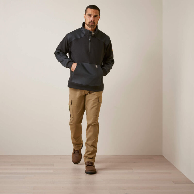 Load image into Gallery viewer, Ariat Mens Rebar Workman Duracanvas 1/4 Zip Sweatshirt - Black
